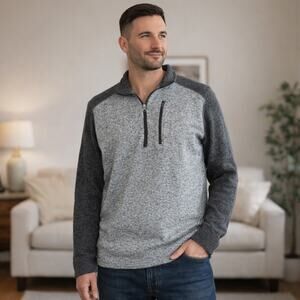 D22 Woolrich Men's Two Tone Gray Sweater, Size Medium, Pre-owned